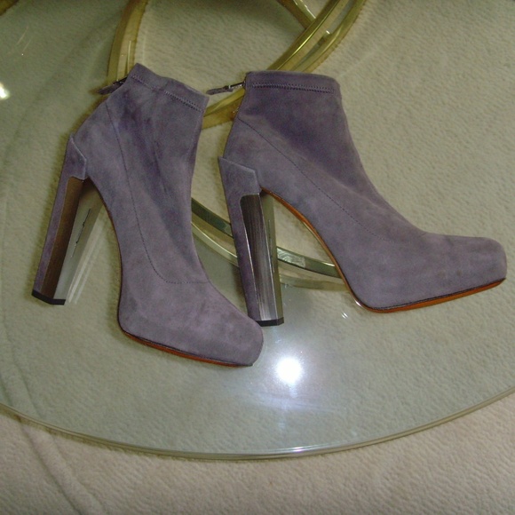 Brian Atwood Grey/Gray Suede High Heel Ankle Boots (8) - Picture 7 of 16